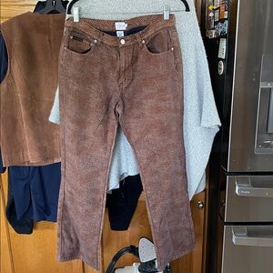Calvin Klein Jeans Women Size 12 Brown Cotton Snakeskin Pants